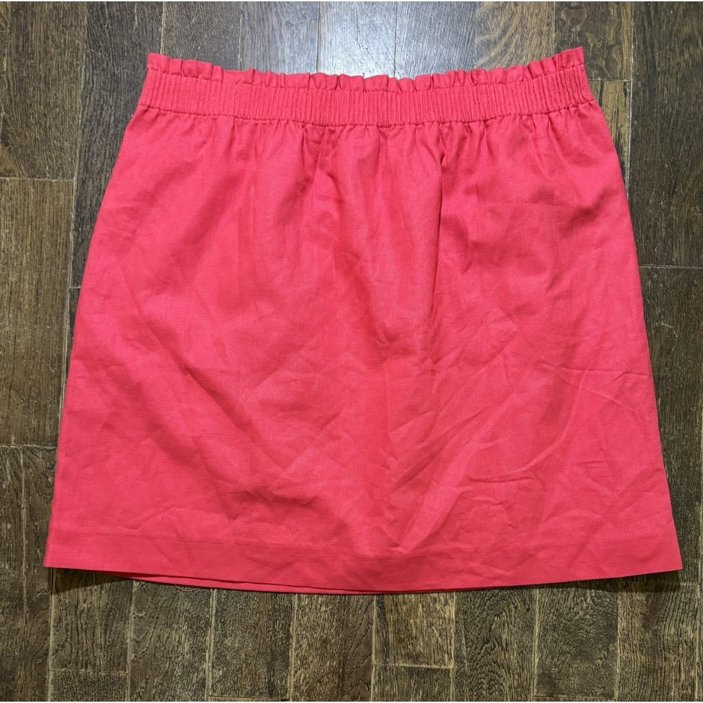 J. Crew Skirt Womens Size 16 Red Linen Blend Midi Pockets Preppy BF230 NEW - Picture 2 of 10